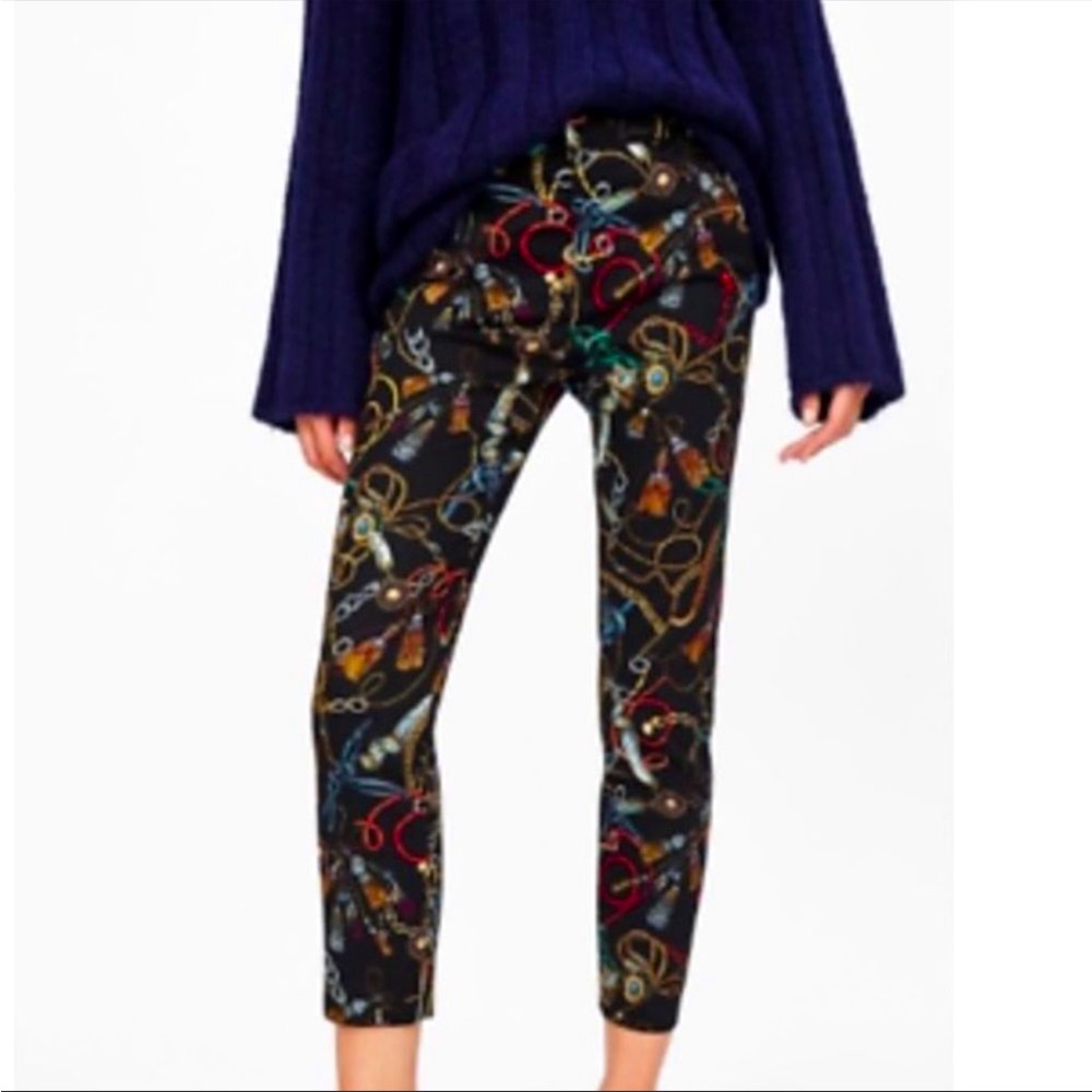 Zara Cigarette Pant Chain Print
